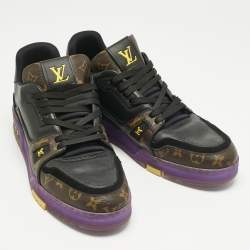 Pre Owned حذاء رياضي لوي فيتون قماش أصفر/أحمر وجلد مونوغرام LV مدرب مقاس 39