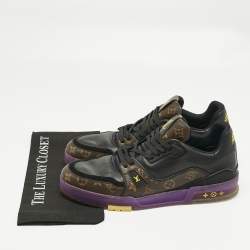 Pre Owned حذاء رياضي لوي فيتون قماش أصفر/أحمر وجلد مونوغرام LV مدرب مقاس 39