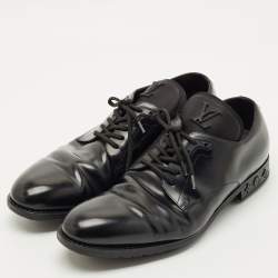 Pre Owned Louis Vuitton Black Leather Derby Lace Up Size 44