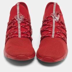 Pre Owned Louis Vuitton Red Fabric and Mesh Fastlane Sneakers Size 46