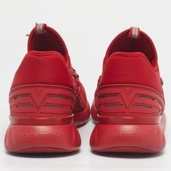 Pre Owned Louis Vuitton Red Fabric and Mesh Fastlane Sneakers Size 46