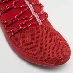 Pre Owned Louis Vuitton Red Fabric and Mesh Fastlane Sneakers Size 46