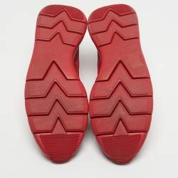 Pre Owned Louis Vuitton Red Fabric and Mesh Fastlane Sneakers Size 46