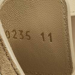 Pre Owned Louis Vuitton Beige Monogram Suede Bom Dia Flat Slide Sandals Size 45