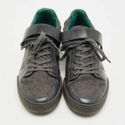 Pre Owned Louis Vuitton Grey Wool and Damier Graphite Canvas Low Top Sneakers Size 44