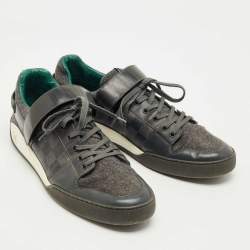 Pre Owned Louis Vuitton Grey Wool and Damier Graphite Canvas Low Top Sneakers Size 44