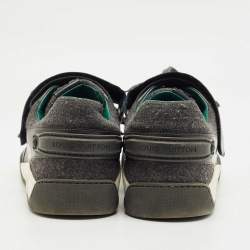 Pre Owned Louis Vuitton Grey Wool and Damier Graphite Canvas Low Top Sneakers Size 44