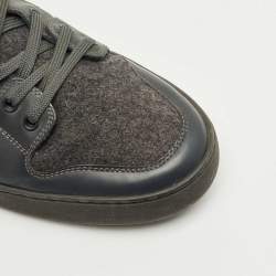 Pre Owned Louis Vuitton Grey Wool and Damier Graphite Canvas Low Top Sneakers Size 44