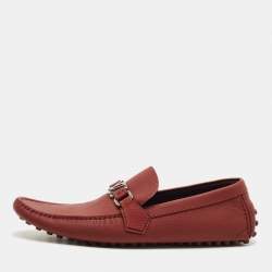 Pre Owned Louis Vuitton Brick Red Leather Hockenheim Loafers Size 43