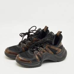 Pre Owned Louis Vuitton Black/Brown Monogram Canvas and Mesh Archlight Sneakers Size 41