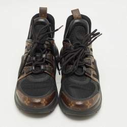 Pre Owned Louis Vuitton Black/Brown Monogram Canvas and Mesh Archlight Sneakers Size 41
