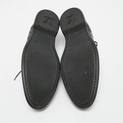 Pre Owned حذاء لوي فيتون ديربي جلد أسود برباط مقاس 40.5