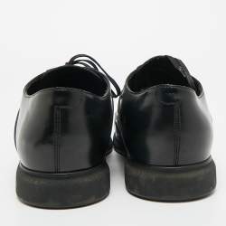 Pre Owned حذاء لوي فيتون ديربي جلد أسود برباط مقاس 40.5