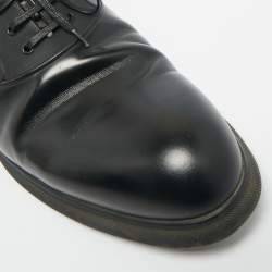 Pre Owned حذاء لوي فيتون ديربي جلد أسود برباط مقاس 40.5