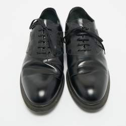 Pre Owned حذاء لوي فيتون ديربي جلد أسود برباط مقاس 40.5