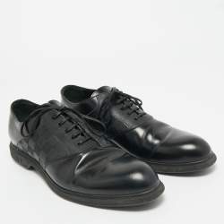 Pre Owned حذاء لوي فيتون ديربي جلد أسود برباط مقاس 40.5