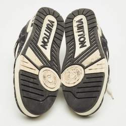مملوكة مسبقًا Louis Vuitton White/Black Denim and Leather LV Trainer Maxi Lace Up Sneakers Size 42