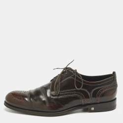 Pre Owned Louis Vuitton Brown Brogue Leather Lace Up Derby Size 42
