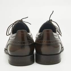 Pre Owned Louis Vuitton Brown Brogue Leather Lace Up Derby Size 42