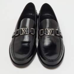 Pre Owned Louis Vuitton Black Leather Major Slip On Loafers Size 40