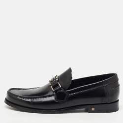 Pre Owned Louis Vuitton Black Leather Major Slip On Loafers Size 40