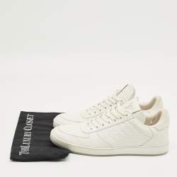 Pre Owned Louis Vuitton White Leather Rivoli Lace Up Sneakers Size 42