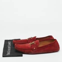 Pre Owned Louis Vuitton Burgundy Suede Monte Carlo Loafers Size 46