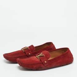 Pre Owned Louis Vuitton Burgundy Suede Monte Carlo Loafers Size 46