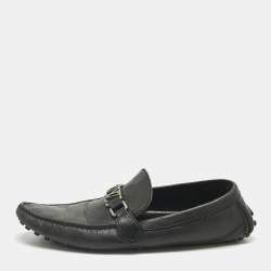 Pre Owned Louis Vuitton Black Demier Leather Hockenheim Loafers Size 44.5