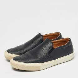 Pre Owned Louis Vuitton Navy Blue Leather Slip On Sneakers Size 45