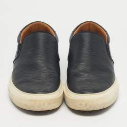 Pre Owned Louis Vuitton Navy Blue Leather Slip On Sneakers Size 45