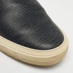 Pre Owned Louis Vuitton Navy Blue Leather Slip On Sneakers Size 45