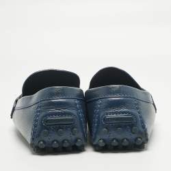 Pre Owned Louis Vuitton Blue Leather Hockenheim Loafers Size 45.5