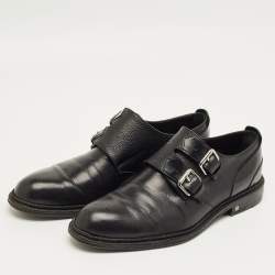 Pre Owned Louis Vuitton Black Leather Monkstrap Oxfords Size 41