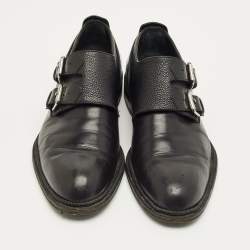 Pre Owned Louis Vuitton Black Leather Monkstrap Oxfords Size 41