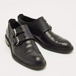 Pre Owned Louis Vuitton Black Leather Monkstrap Oxfords Size 41