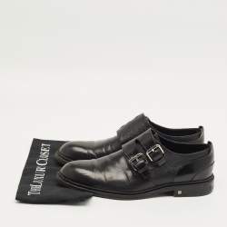 Pre Owned Louis Vuitton Black Leather Monkstrap Oxfords Size 41