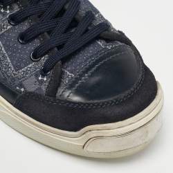 مملوكة مسبقًا حذاء رياضي لوي فيتون مرتفع من أعلى سبيكر جلد نوبوك مخرم كحلي مقاس 40