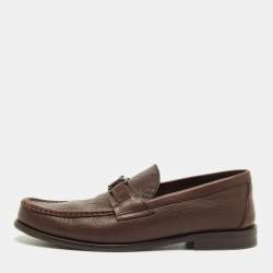 Pre Owned Louis Vuitton Brown Leather Major Slip On Loafers Size 42