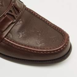 Pre Owned Louis Vuitton Brown Leather Major Slip On Loafers Size 42