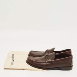 Pre Owned Louis Vuitton Brown Leather Major Slip On Loafers Size 42