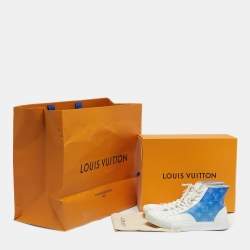 Pre Owned Louis Vuitton Blue/White Monogram Canvas and Leather Tattoo Sneakers Size 41