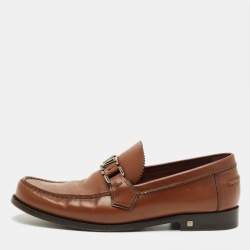 Pre Owned Louis Vuitton Brown Leather Hockenheim Loafers Size 40.5