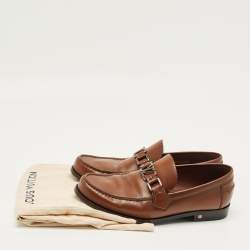 Pre Owned Louis Vuitton Brown Leather Hockenheim Loafers Size 40.5