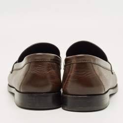 Pre Owned Louis Vuitton Brown Damier Canvas and Leather Major Loafers Size 42