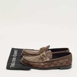 Pre Owned Louis Vuitton Brown Damier Canvas and Leather Major Loafers Size 42