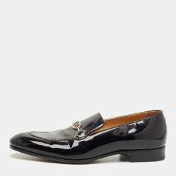 Pre Owned Louis Vuitton Black Leather Slip on Loafers Size 40.5