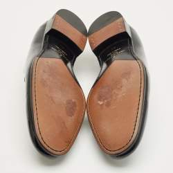 Pre Owned Louis Vuitton Black Leather Slip on Loafers Size 40.5