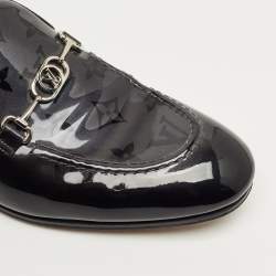 Pre Owned Louis Vuitton Black Leather Slip on Loafers Size 40.5