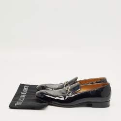 Pre Owned Louis Vuitton Black Leather Slip on Loafers Size 40.5